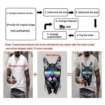 Custom 3D Print T-Shirt - Personalized Unisex Short Sleeve Summer Streetwear