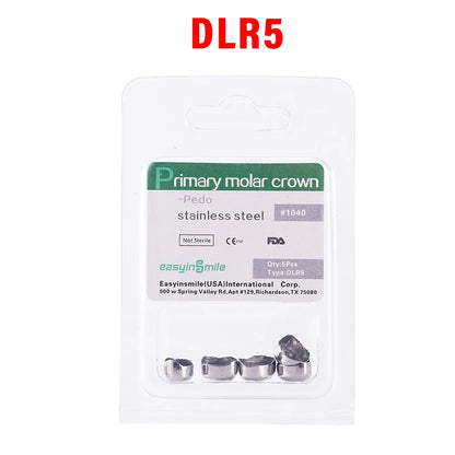 5PCS EASYINSMILE Kids Stainless Steel Dental Crowns – Primary Molar Teeth Refill D2-D7