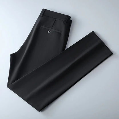 Men's Lightweight Business Casual Pants – Stretch Quick-Dry Straight Leg Trousers in Black & Deep Blue