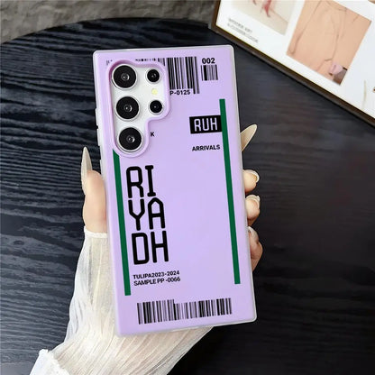 Saudi Arabia Plane Ticket Phone Case - Clear Soft Shockproof 2-in-1 Cover for Samsung Galaxy S25 S24 S23 Ultra