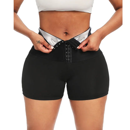 Women Sauna Sweat Pants Body Shaper Shorts – Slimming Waist Trainer Tummy Control Leggings for Weight Loss & Gym