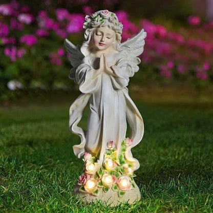 Waterproof Solar Flower Fairy Night Light – Angel Girl Statue for Outdoor Garden & Courtyard, Home Decoration Sculpture