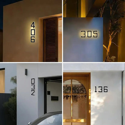 9-Inch Solar House Number Sign - LED Backlit Waterproof Address Plaque with Auto On/Off & No-Drill Installation
