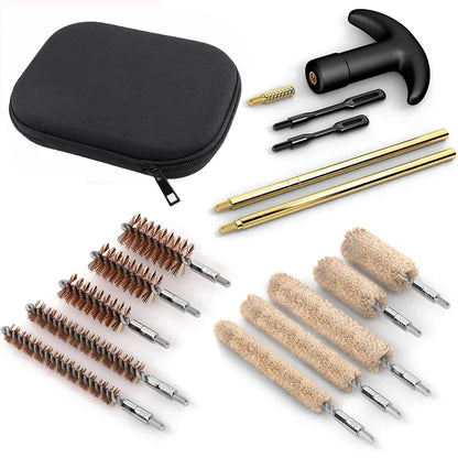 16PCS Tactical Gun Cleaning Kit – Universal Brass Rod for Handgun & Pistol Barrel Cleaning (.22/9mm/.40/.357 Caliber)