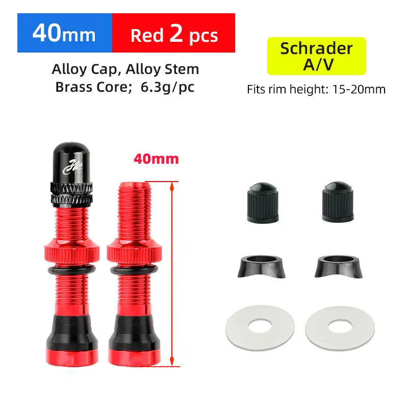 Deemount 2PCS Bicycle Tubeless Schrader Valves — Brass Core CNC Anodized MTB & Road Bike Rim Nipple