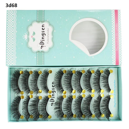 DINGSEN 10 Pairs Handmade Eyelash Fans – Individual False Lashes for Beauty & Makeup, Factory Price