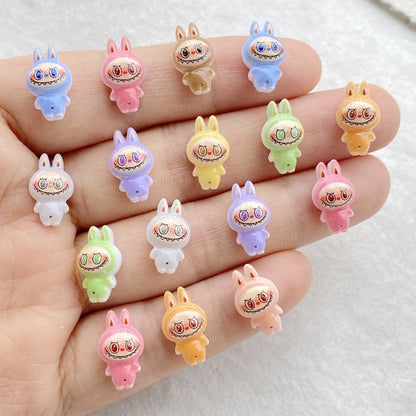 50pcs Colorful Resin Mini Cartoon Rabbit Figurines – Flatback Nail Art Rhinestones for DIY Crafts & Scrapbook Decor