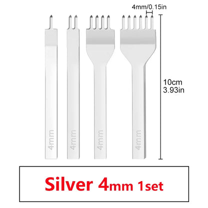 Fenrry Leather Spacing Punch Set – 3/4/5/6mm Lacing & Stitching Hole Punch Tools with 1/2/4/6 Prongs for DIY Leathercraft