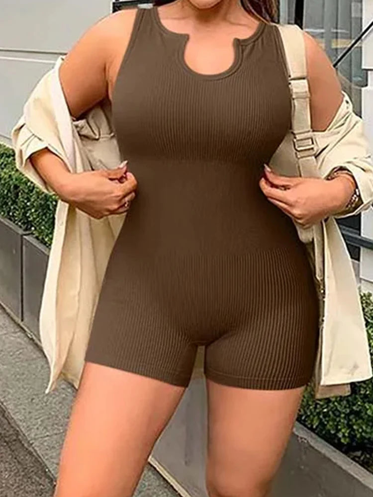 Women’s Sleeveless Sports Fitness Jumpsuit — Casual Wrapped One-Piece Outfit for Spring & Summer