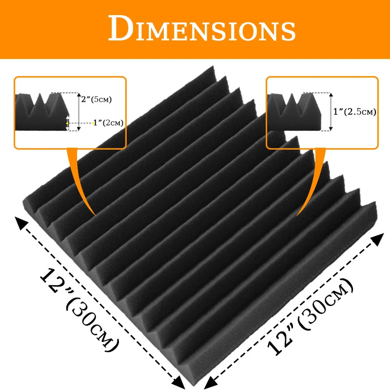 TOUO Acoustic Foam Panels - Sound Absorbing Wall Tiles for Studio Recording, Home Theater & Noise Reduction Treatment