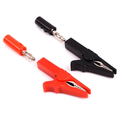 4Pcs 55mm Alligator Clip Test Leads - 4mm Banana Plug Probe Cables Red Black for Testing Equipment