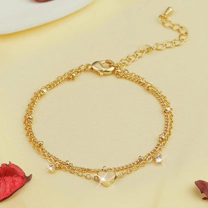 925 Silver Plated CZ Anklet Bracelet – Waterproof Heart Charm Dainty Layered Chain Anklet for Women & Girls Jewelry Gift