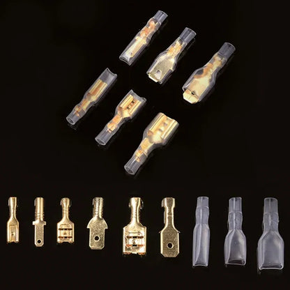 100PCS 2.8/4.8/6.3mm Male & Female Crimp Terminal Connectors – Gold & Silver Wire Connectors for Car & Electronics