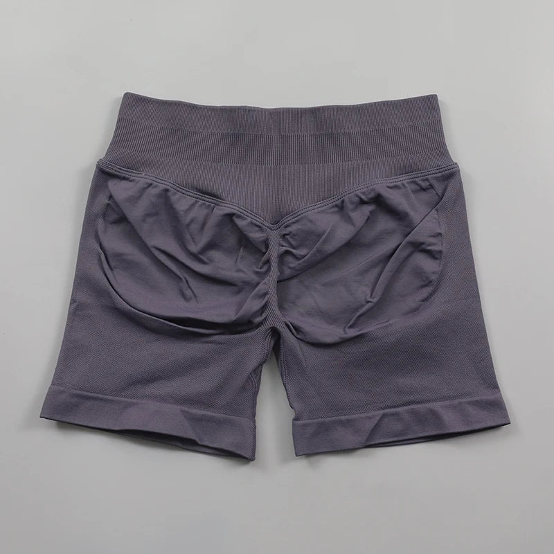 Impact Seamless Scrunch Bum Yoga Shorts – Low Ribbed Waistband, High Stretch Workout & Running Gym Shorts