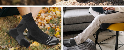 5 Pairs Merino Wool Hiking Socks for Men | Soft, Warm, Moisture-Wicking Winter Crew Socks for Indoor & Outdoor Wear