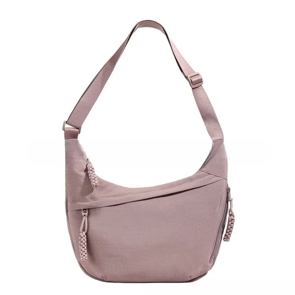 Women’s Casual Canvas Crossbody Bag – Large Capacity Lightweight  Hobo Shoulder Bag Solid Color Dumpling Bag