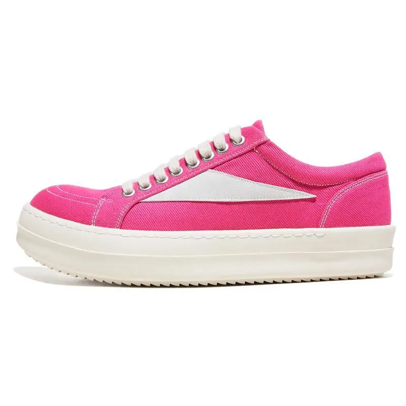 Unisex Canvas Platform Sneakers - Casual Thick-Sole Flat Skate Shoes for Couples