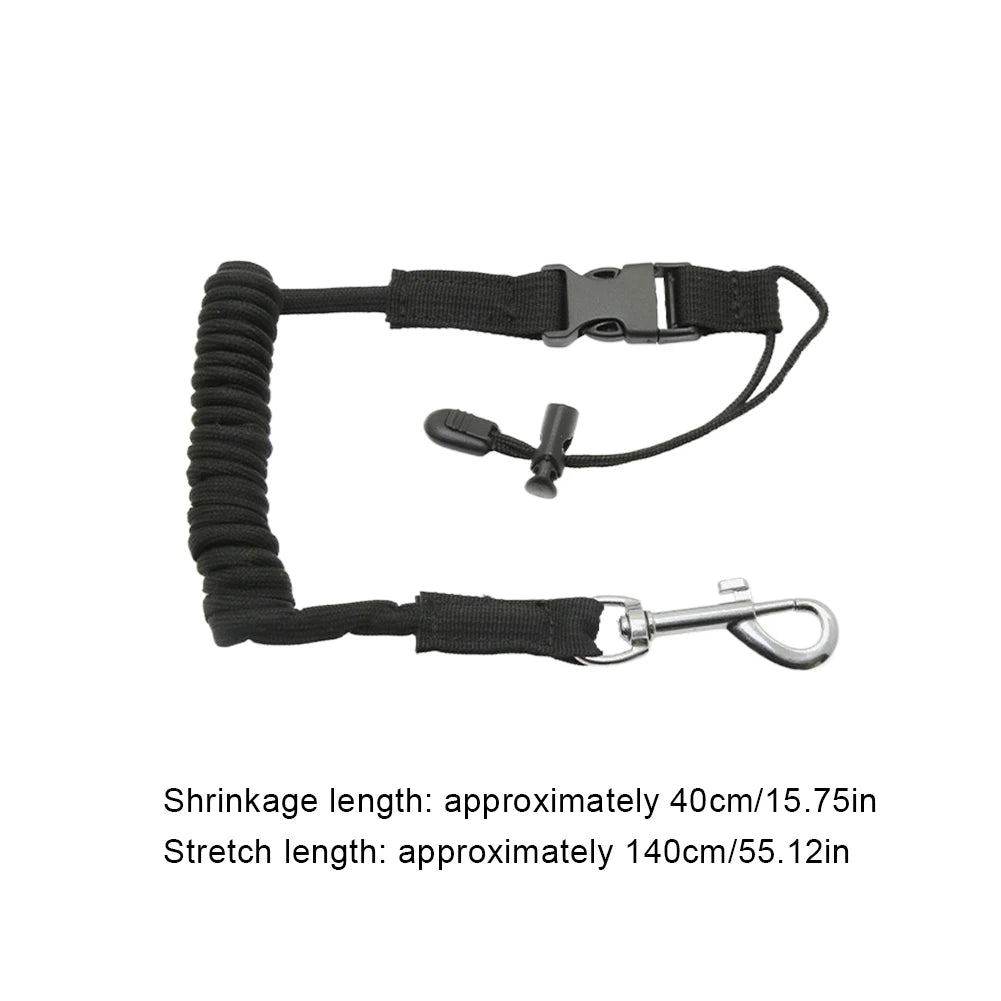 Elastic Kayak Paddle Leash — Adjustable Coiled Lanyard with Safety Hook for Fishing Rods