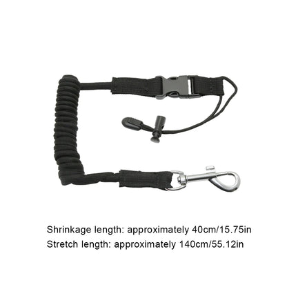 Elastic Kayak Paddle Leash — Adjustable Coiled Lanyard with Safety Hook for Fishing Rods