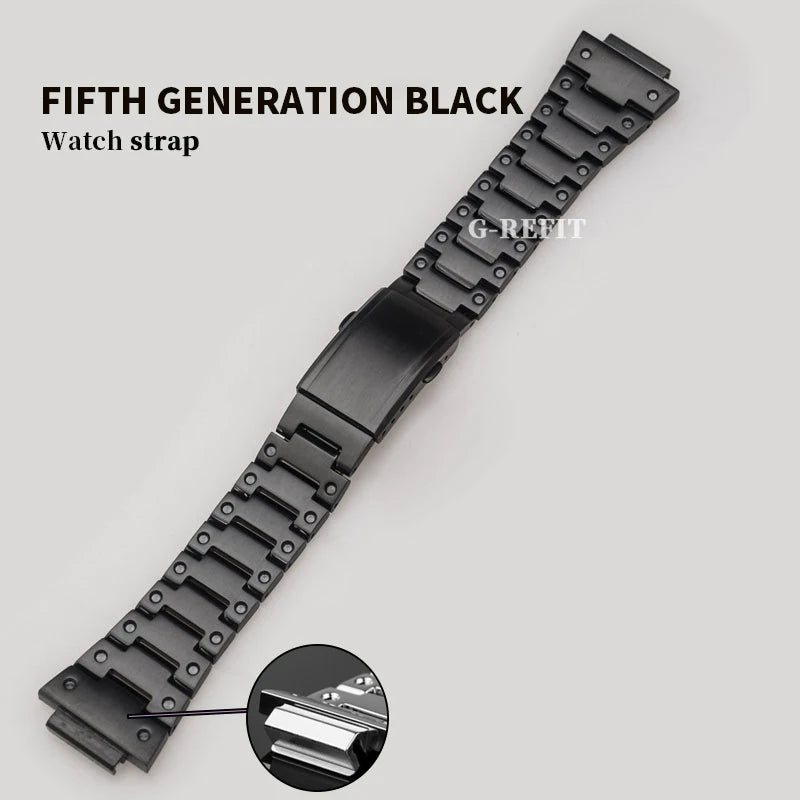 G-Refit V6.0 DW5600 Metal Bezel Kit - Stainless Steel Watch Band Strap & Case Accessories with Tools for GWB5600/GWM5610