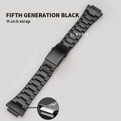 G-Refit V6.0 DW5600 Metal Bezel Kit - Stainless Steel Watch Band Strap & Case Accessories with Tools for GWB5600/GWM5610