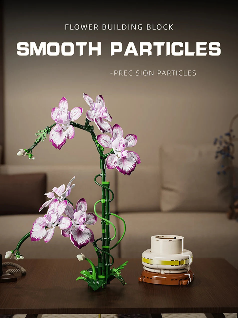 Orchid Cymbidium Building Blocks Set – DIY Potted Phalaenopsis Flower Simulation Toy for Valentine’s Gift