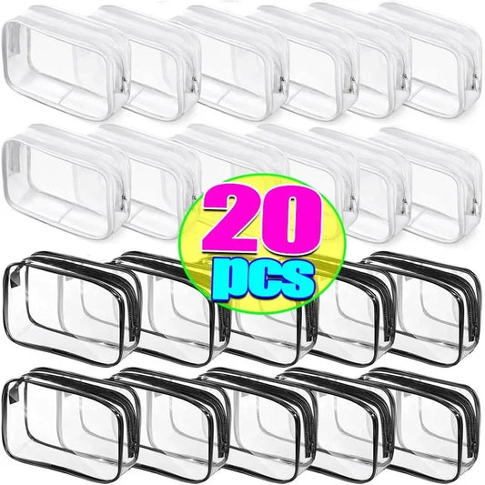 1/20PCS Transparent PVC Travel Organizer — Clear Makeup & Cosmetic Bag, Toiletry & Beauty Case
