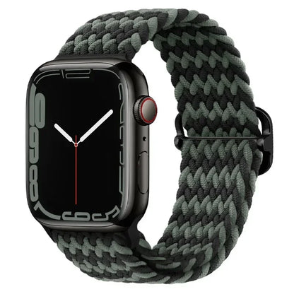 Braided Nylon Apple Watch Band – Adjustable Sport Strap Compatible with Ultra 2, Series 10/9/8/7/6/SE (40–49mm) Wrist Bracelet