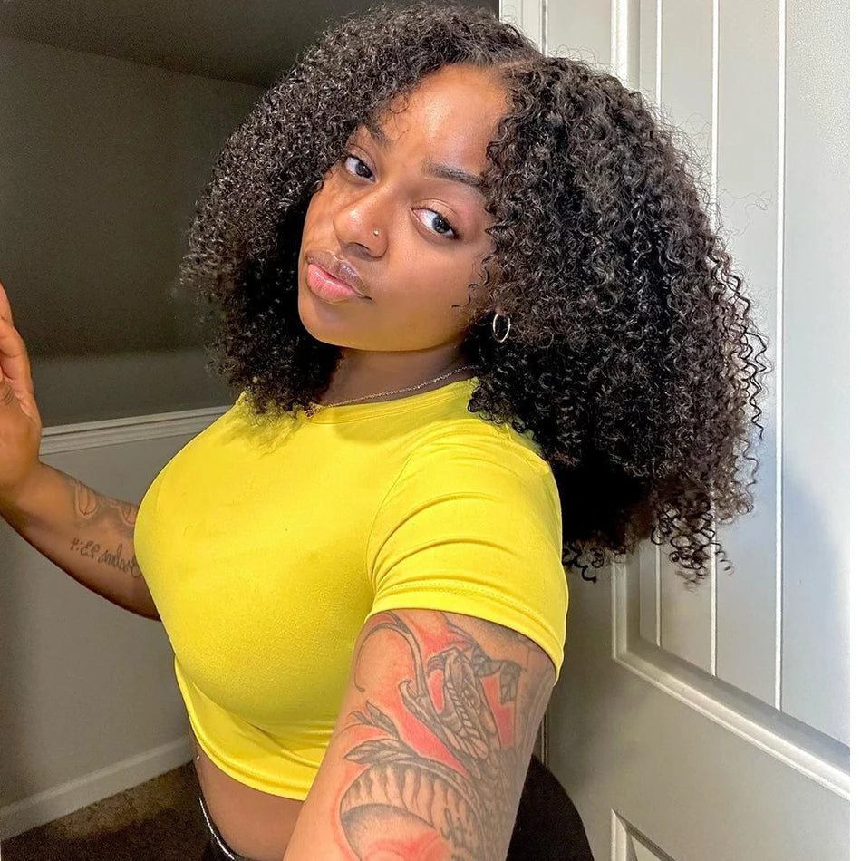 10A Human Hair Glueless Wig – Ready-to-Wear 6x4 HD Transparent Lace, Pre-Cut Bleached Knots, Kinky Curly Style