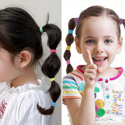 Girls Elastic Hair Bands - 100-Piece Set of Cute Ponytail Holders for Kids