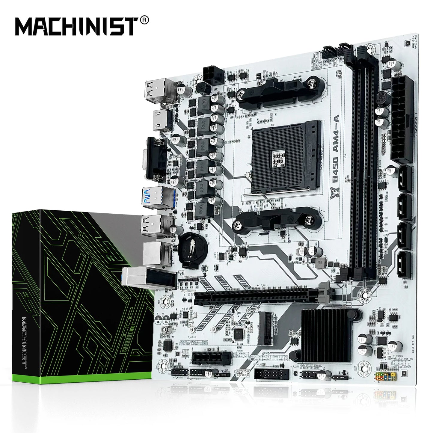 MACHINIST B450 AM4 Motherboard – Dual-Channel DDR4, M.2 NVMe, Ryzen 5500/5600/5600G Support