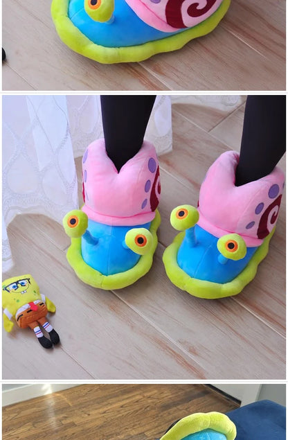 Funny Snail Cartoon Slippers – Warm Cotton Indoor Anti-Slip Shoes for Men & Women Winter