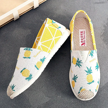 Women’s Breathable Mesh Slip-On Flats - Lightweight Casual Printed Fisherman Shoes for Everyday Fashion