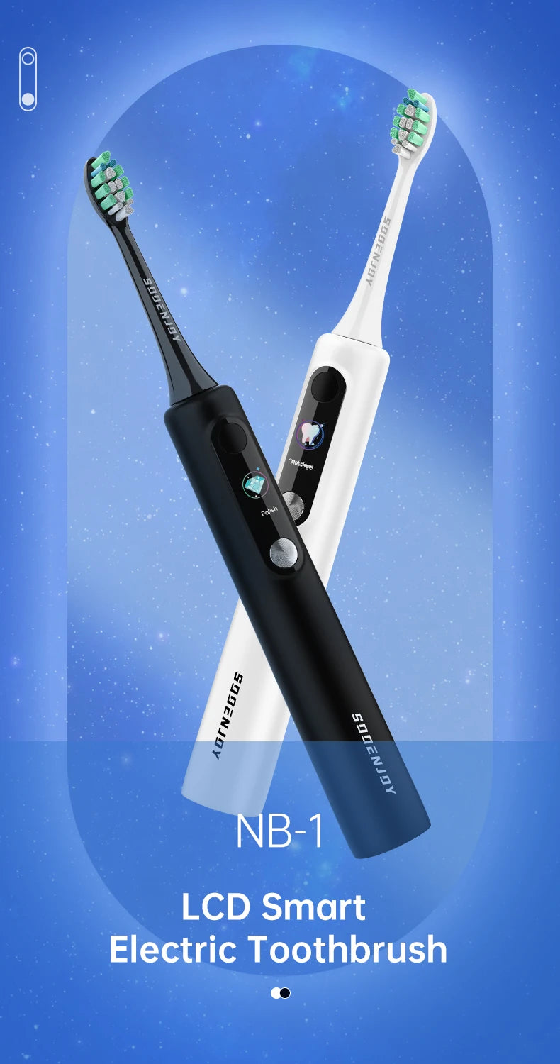 SOOENJOY Sonic Electric Toothbrush NB-1 — Smart LCD Display, DIY Mode, Automatic Teeth Cleaner for Adults