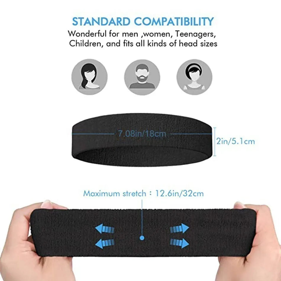 WOSWEIR Cotton Athletic Headband – Elastic Sweatband for Men & Women, Ideal for Gym, Sports, Basketball, Tennis & Fitness