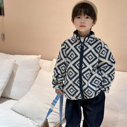 Kids Fleece Windbreaker Jacket - Warm Spring & Autumn Sports Outerwear for Boys & Girls