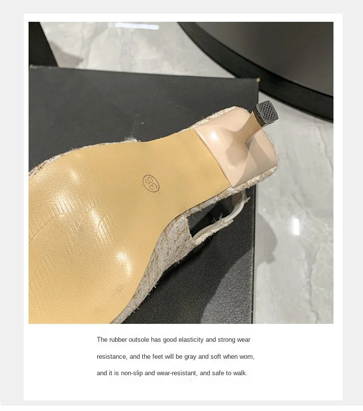 Sea Salt Blue Pointed High Heel Sandals – Women's Fashion Versatile Hollow Back Casual Shoes