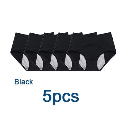 5-Pack Women’s Leak-Proof Menstrual Panties – Plus Size L-8XL Waterproof Period Underwear