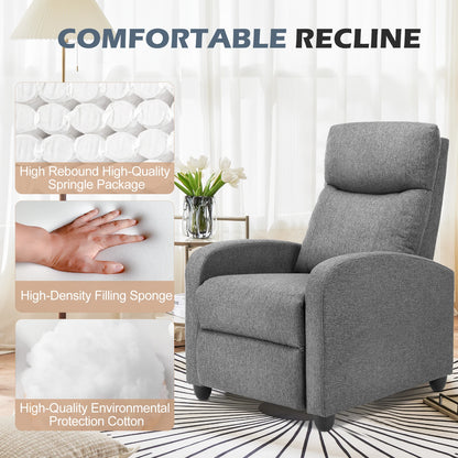 Recliner Massage Chair – Adjustable Fabric Sofa with Lumbar Support, Modern Padded Backrest for Living Room, Grey