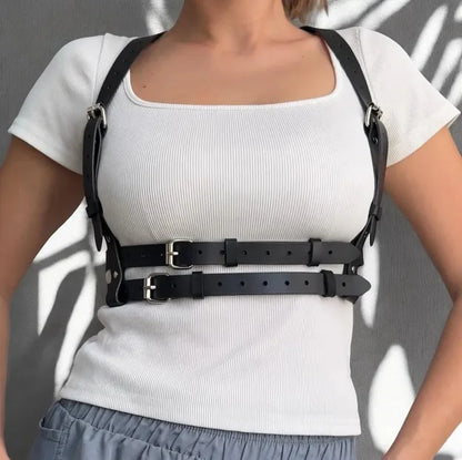 Women's Goth Punk Harness Belt - PU Leather Studded Decorative Straps