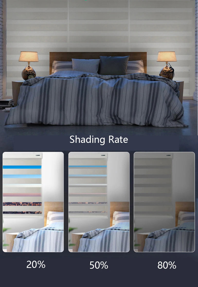 Decopedia Custom Made Zebra Blinds – Motorized Roller Blackout Day & Night Window Blinds for Sliding Doors