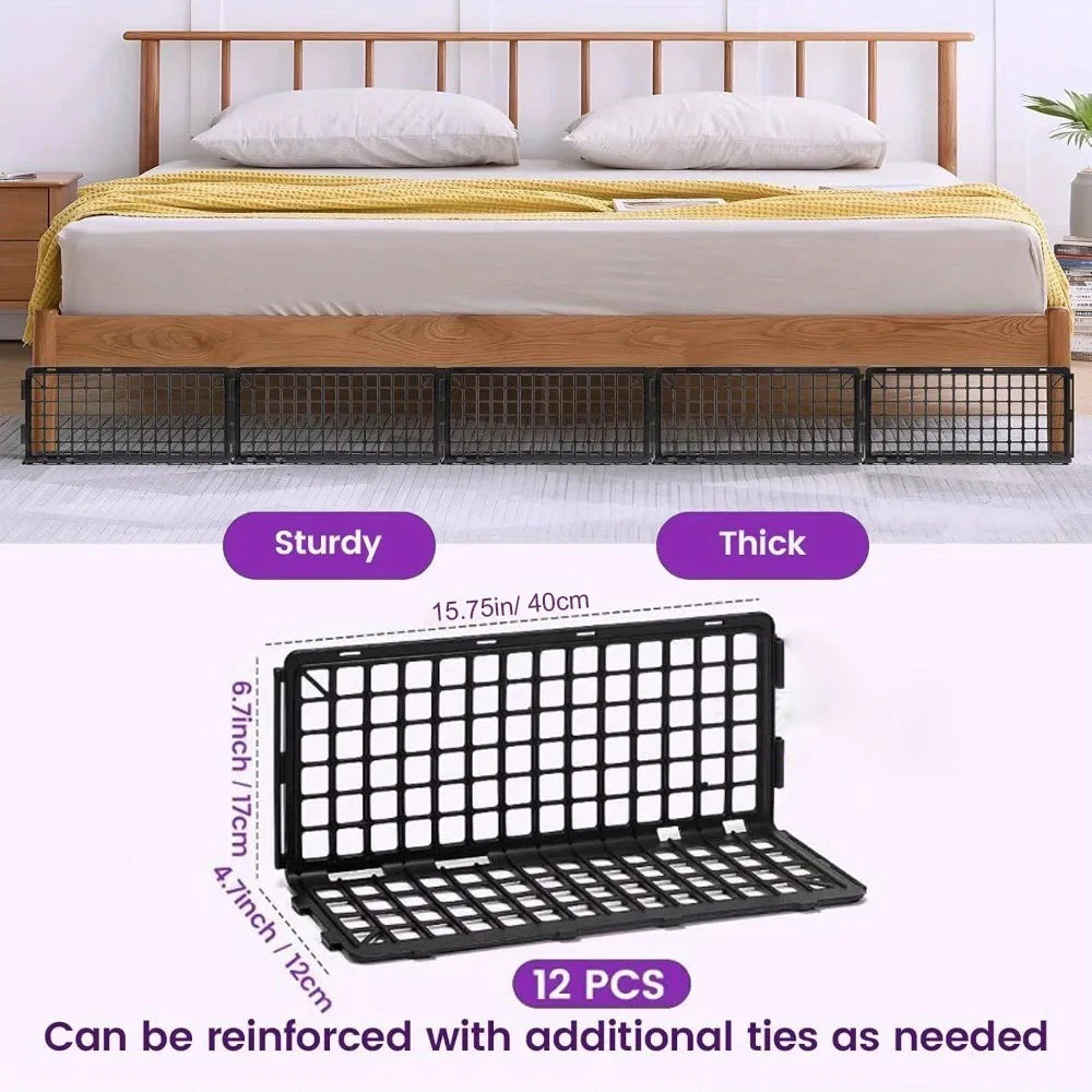 Under Couch Pet Blockers - 12-Piece Adjustable Furniture Barriers for Dogs & Cats