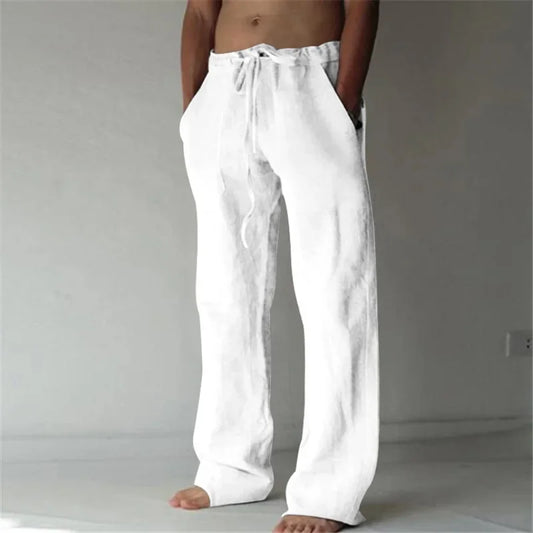 Men's Cotton Linen Pants – New Spring Summer 2023 Breathable Solid Color Trousers, Fitness Streetwear S-3XL