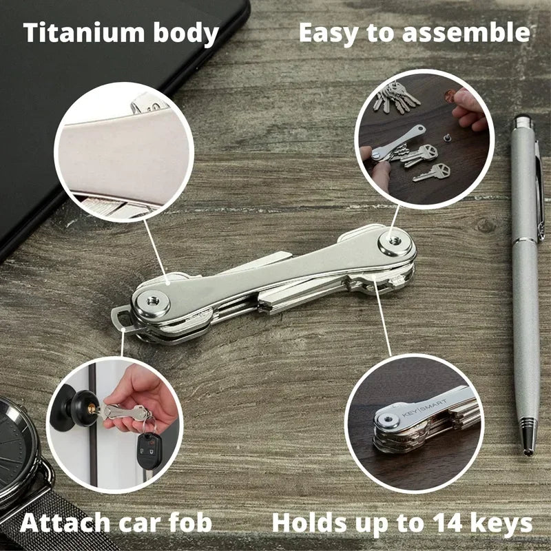 EDC Key Holder & Organizer – Key Carrier with Ring Attachment Loop, Smart Keychain Accessories
