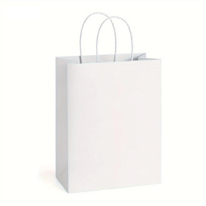25/50pcs Brown Kraft Paper Gift Bags with Handles – Wedding, Birthday, Party Favor & Small Business Grocery Bags