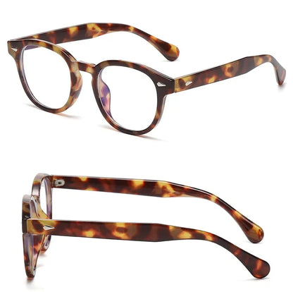 JNPCXI Retro Round Sunglasses – Punk Leopard Rivet Fashion Shades UV400 for Men & Women