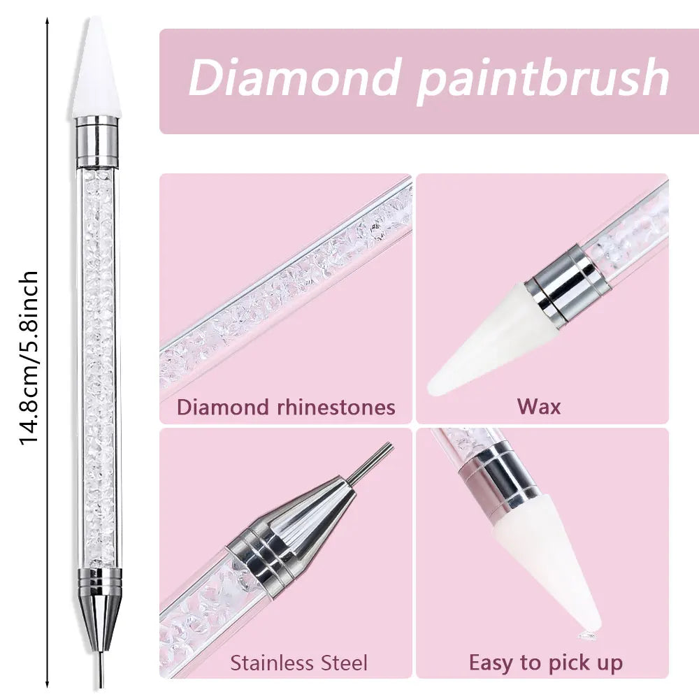 Dual-Ended Rhinestone Picker Pen - Wax Dotting Tool for Nail Art, Crystal Studs & DIY Crafts