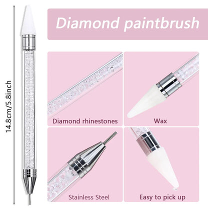 Dual-Ended Rhinestone Picker Pen - Wax Dotting Tool for Nail Art, Crystal Studs & DIY Crafts