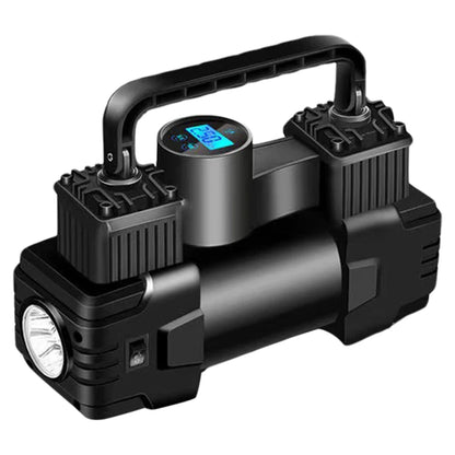 12V Dual Cylinder Air Compressor - 150PSI Heavy Duty Tire Inflator Pump with Pressure Gauge for Cars and Vehicles
