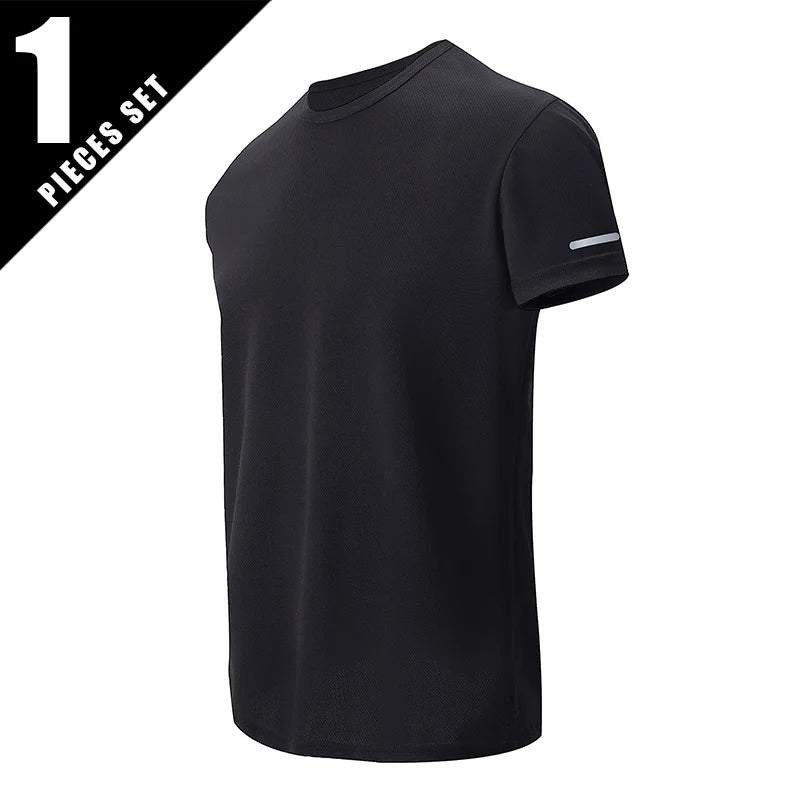 Men’s Summer Quick Dry T-Shirt - Solid Color Short Sleeve Sports Shirt for Running & Casual Wear